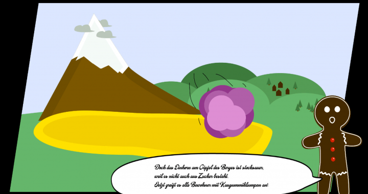 Screenshot from the introducing story of chocoshooter